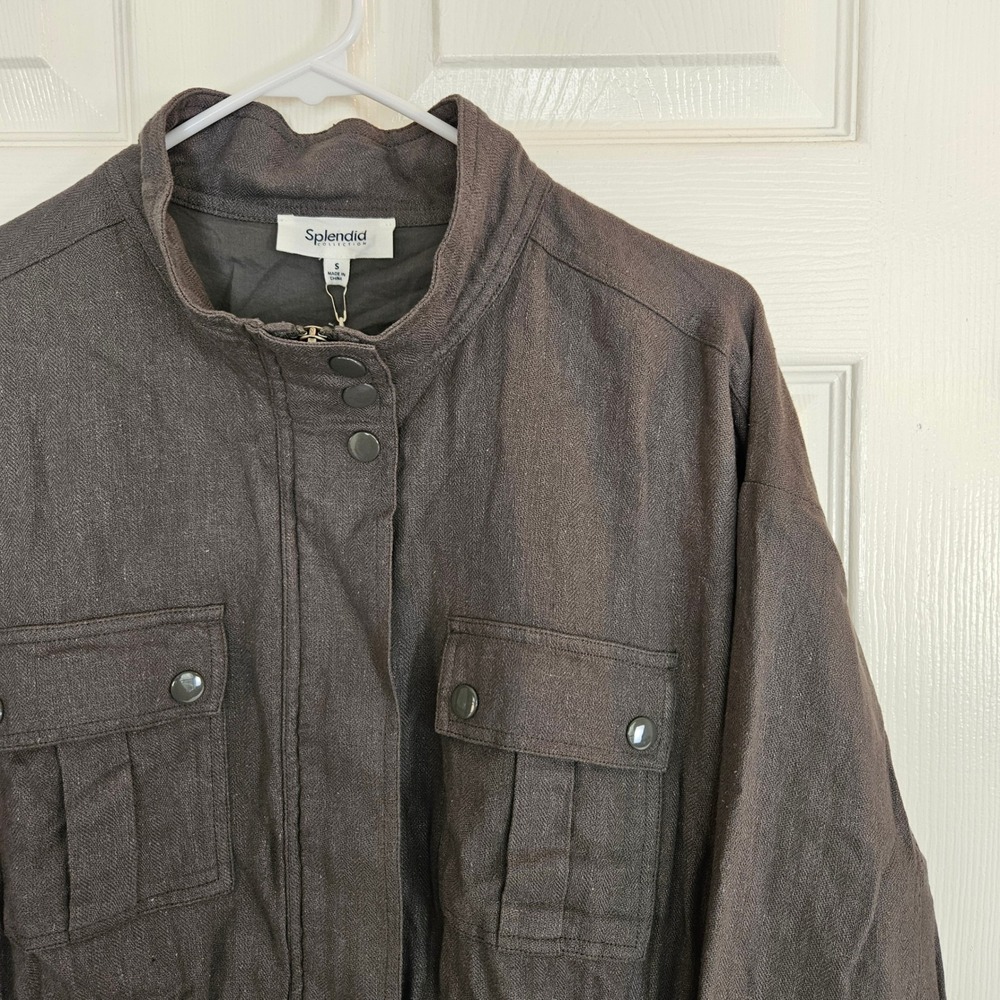 Splendid Collection Women's Army Green Utility Jacket Belted Military Style S